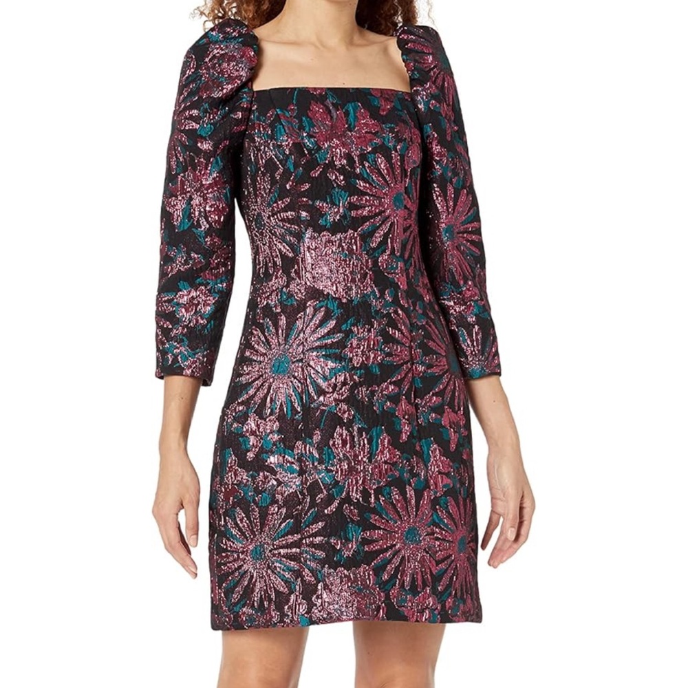 Trina Turk Women's Square Neck Jacquard Dress